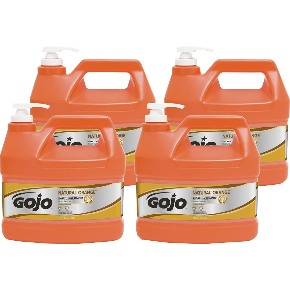 Gojo Natural Orange Smooth Hand Cleaner - Citrus Scent - 1 Gal (128 Oz) - Pump Bottle Dispenser - Soil Remover, Dirt Remover, Grease Remover