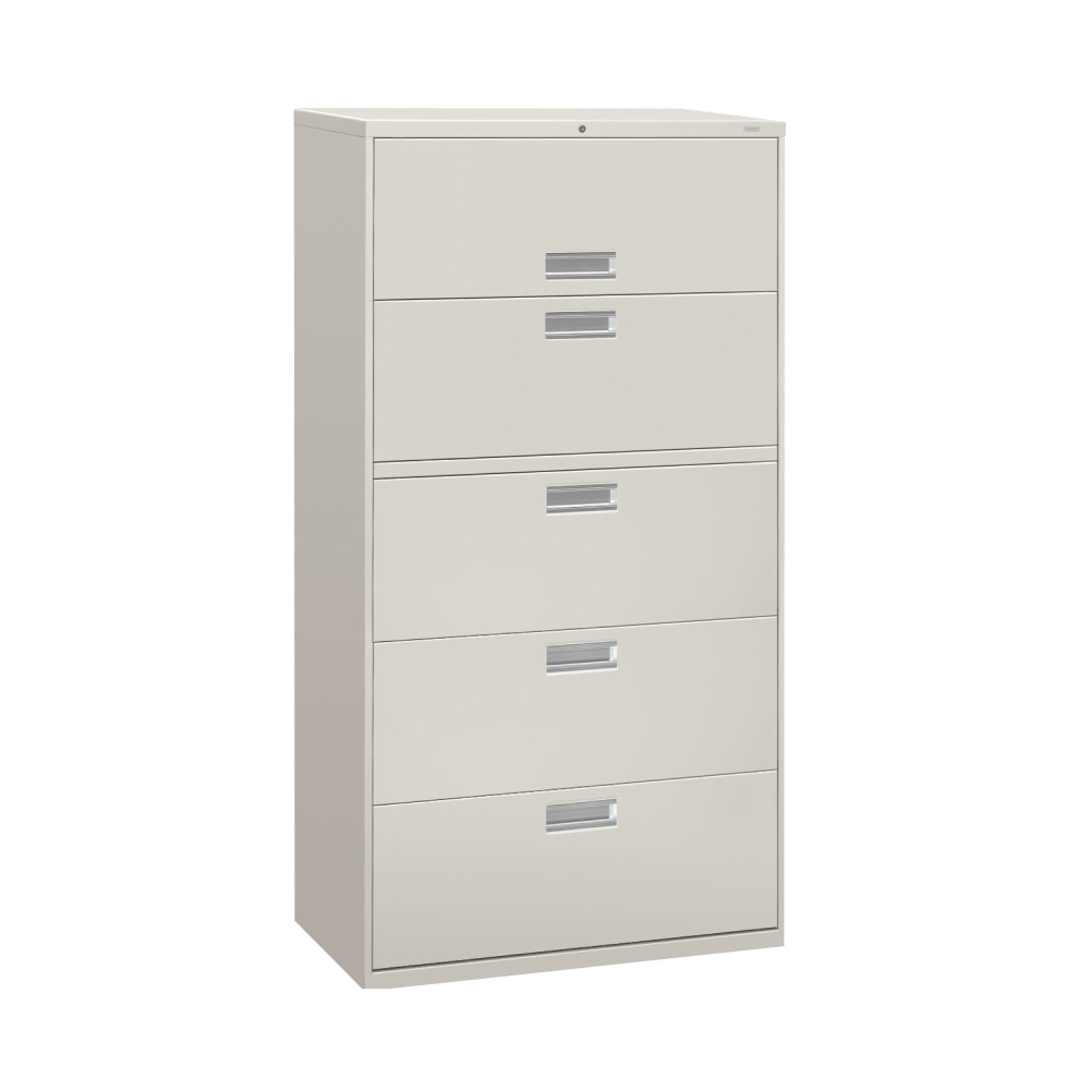 HON Brigade 600 36inW x 18inD Lateral 5-Drawer File Cabinet, Light Gray