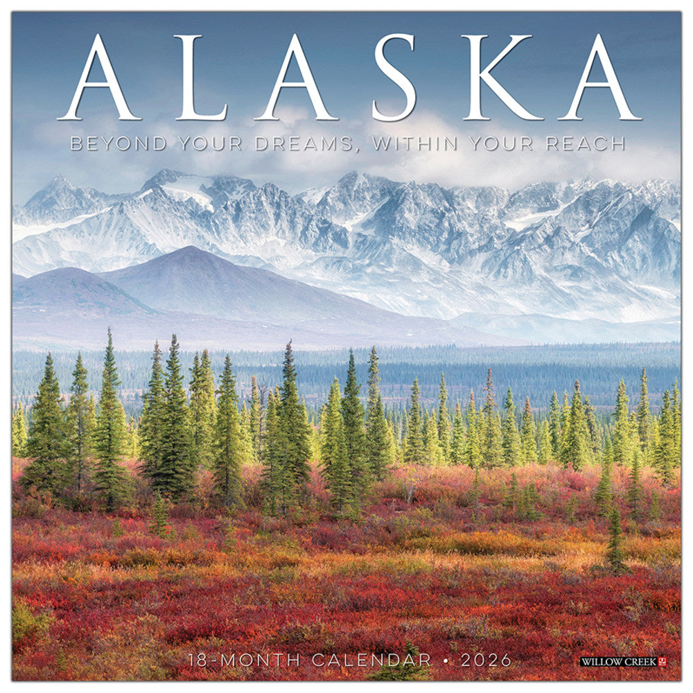 2026 Willow Creek Press Art & Design Monthly Wall Calendar, 12in x 12in, Alaska, January To December, 55311