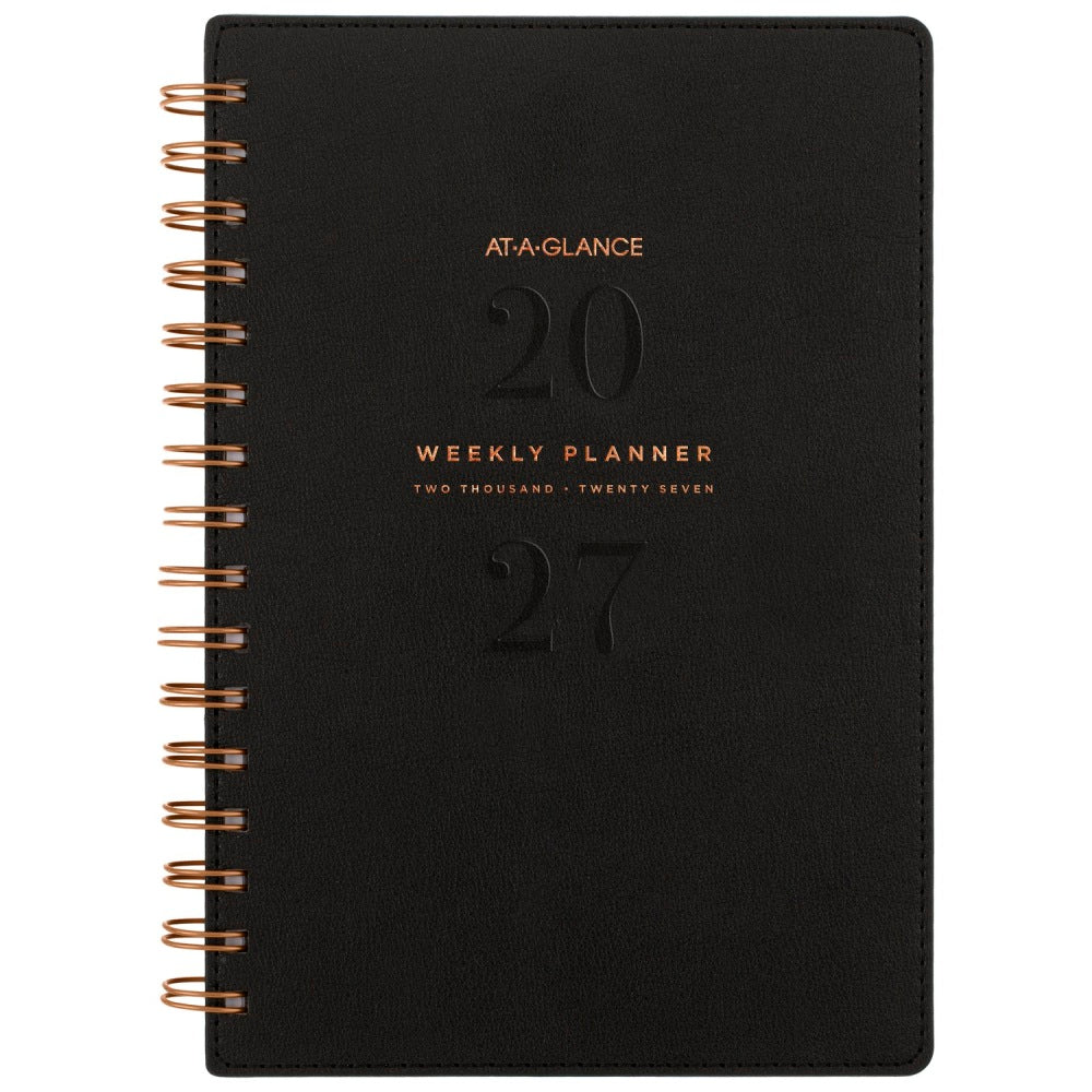 AT-A-GLANCE Signature Collection 2027 Weekly Monthly Planner, Black, Small, 5 1/2in x 8 1/2in
