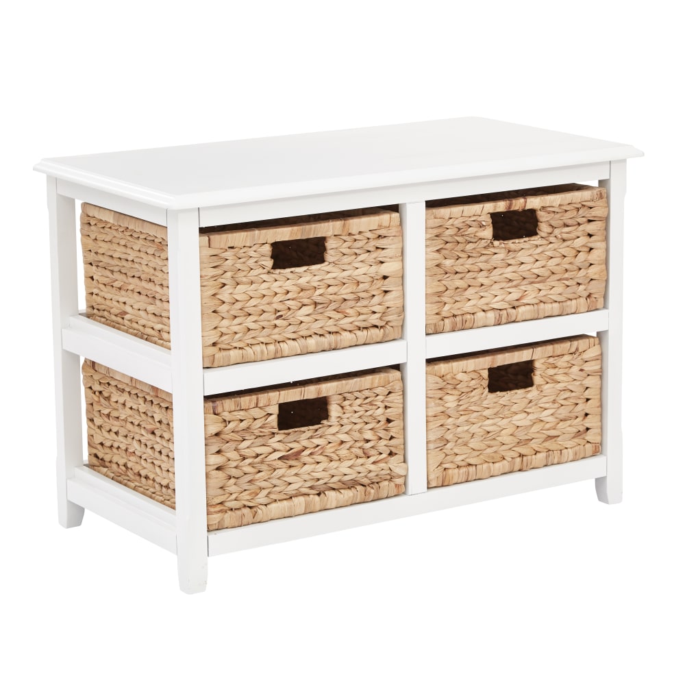 Office Star Seabrook Drawer Storage Unit, 2-Tier, 4 Drawers, 20-1/2in x 30-1/2in, White/Natural