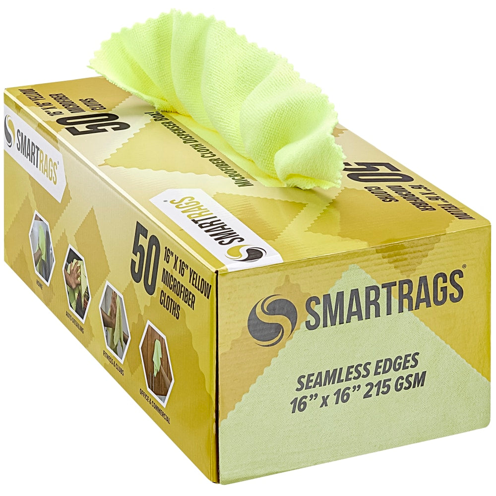 Hospeco SmartRags Disposable Microfiber Towels, 35 Gram, 215 GSM, 16in x 16in, Yellow, 50 Towels Per Box, Case Of 8 Boxes