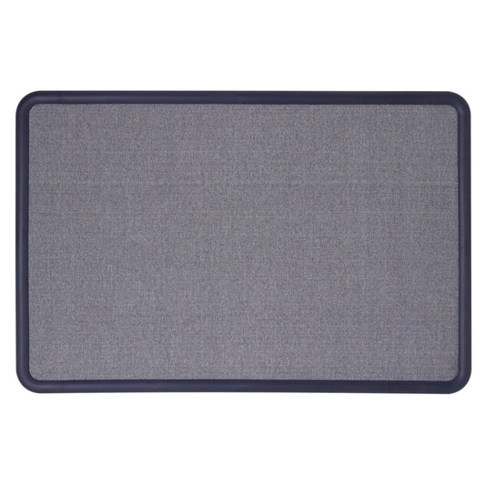 Quartet Contour Fabric Bulletin Board, 48in x 36in, Plastic Frame With Light Blue/Navy Finish