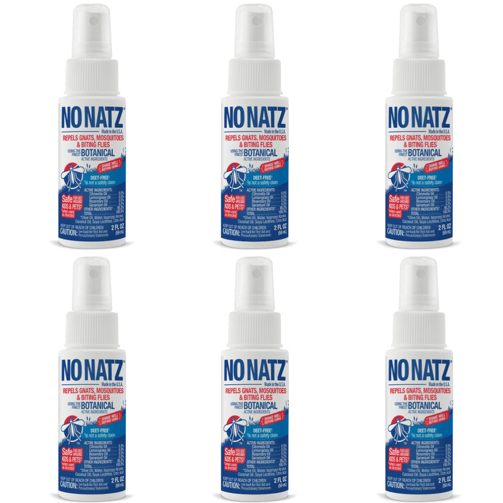 No Natz Botanical Insect Repellent, DEET-Free, Fresh Scent, 2 Oz Spray Bottle, 6-Pack