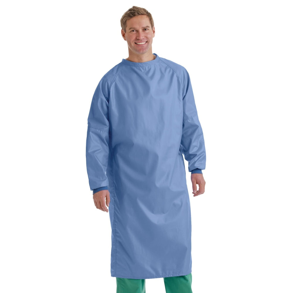 Medline 2-Ply Blockade Surgical Gowns, Snap Neck And Mid-Back, X-Large, Ceil Blue, Pack Of 12