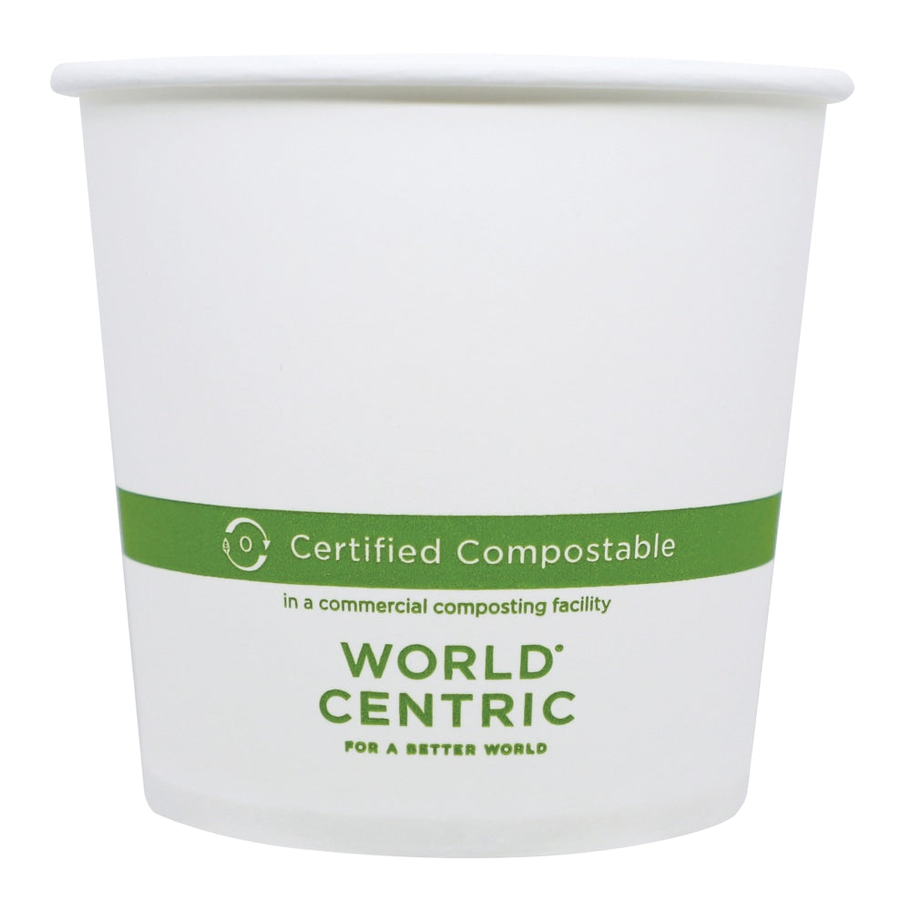 World Centric Paper Bowls, 24 oz, 4.4in Diameter x 4.4in h, White, 500/Carton