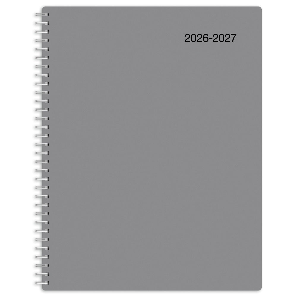 2026-2027 Office Depot Brand Weekly/Monthly Academic Planner, 8-1/2in x 11in, 30% Recycled, Gray, July 2026 To June 2027