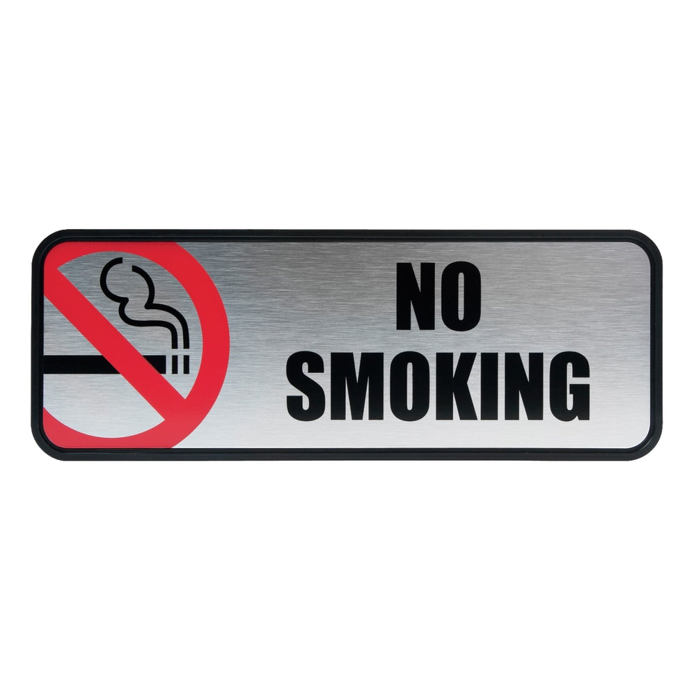 Cosco Brushed Metal "No Smoking" Sign, 3inx 9in, Silver