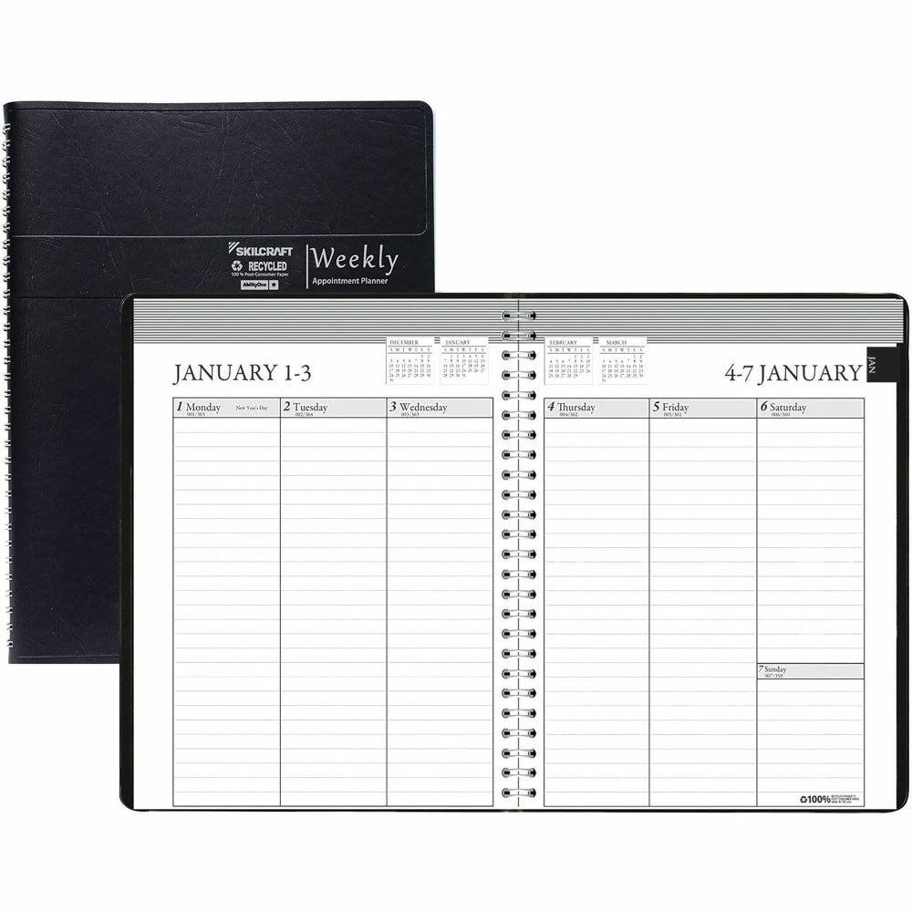 SKILCRAFT Weekly Planner 12-Month w/Cover, Jan-Dec 2026, 6 29/32in x 8 3/4in, 6936156