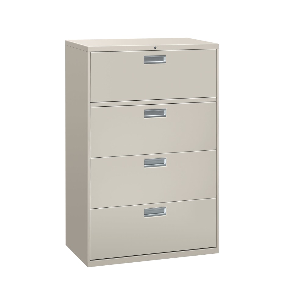 HON Brigade 600 36inW x 19-1/4inD Lateral 4-Drawer File Cabinet, Light Gray