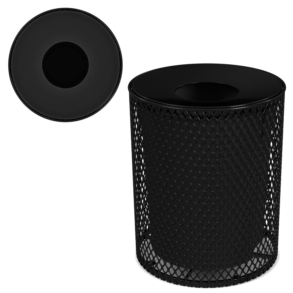 Leisure Craft Expanded Metal Outdoor Receptacle, 32-Gallon, Black
