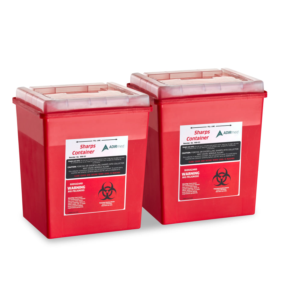 Alpine AdirMed Sharps Containers With Flip-Open Lids, 8-Quart, Red, Pack Of 2 Containers