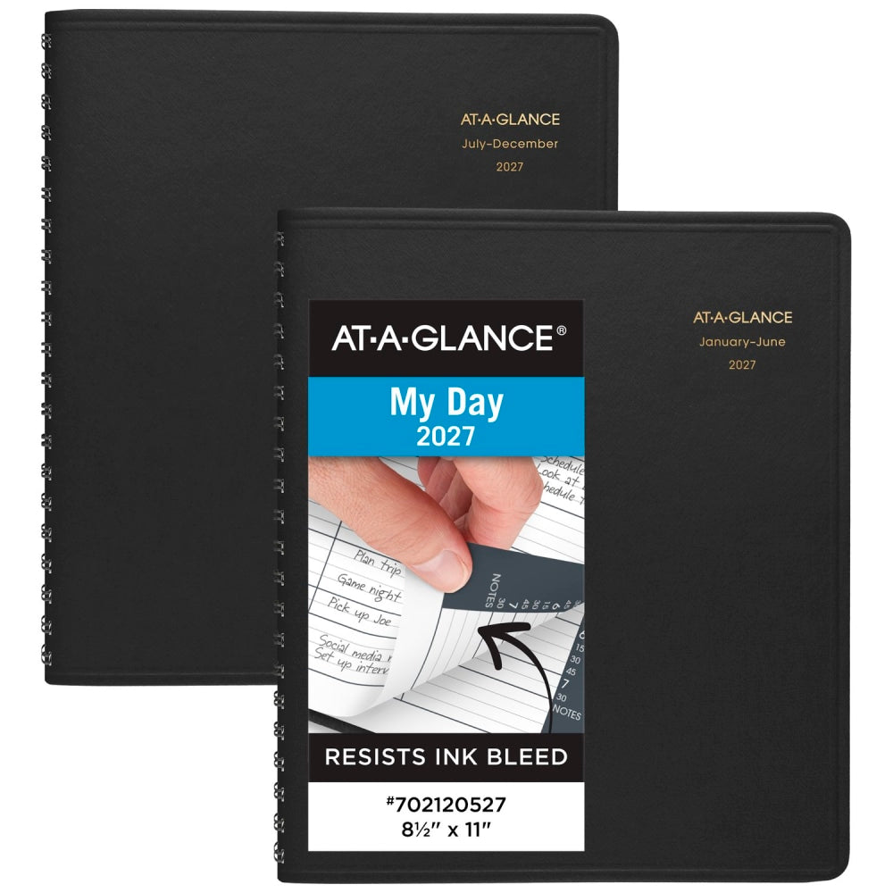 AT-A-GLANCE 2027 Eight Person Daily Appointment Book, Two-Volume Set, Black, Large, 8 1/2in x 11in
