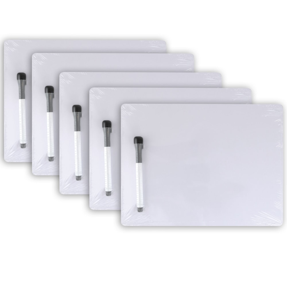 Pacon Dry-Erase Whiteboard Sets, 1-Sided, 8-15/16in" x 11-13/16in, White, Pack Of 5 Sets