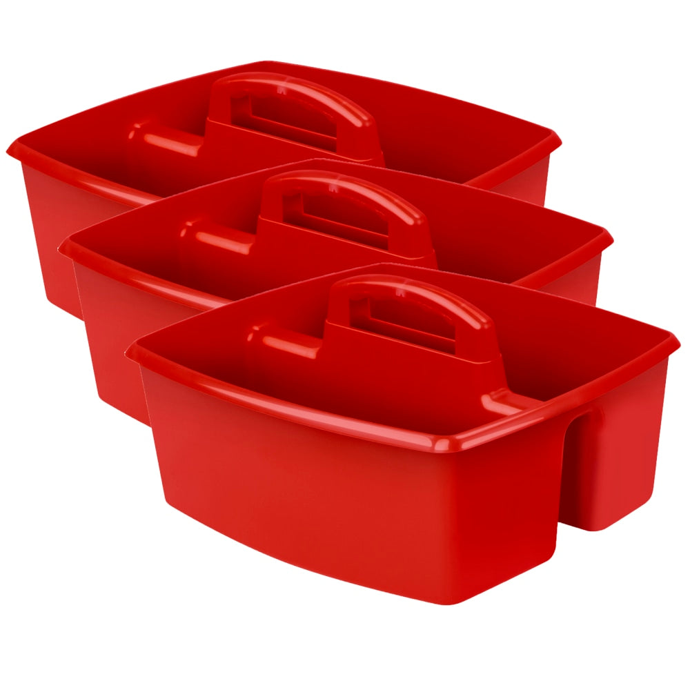 Storex Large Caddies, 6-3/8inH x 11inW x 13inD, Red, Pack Of 3 Caddies