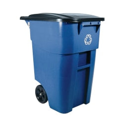 Rubbermaid Square Brute Big Wheel Container, 50 Gallons, Blue