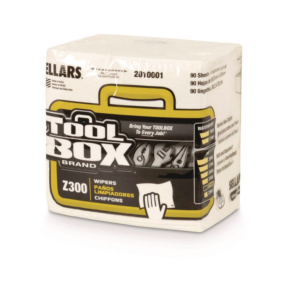 TOOLBOX Z300 Quarterfold Wipers, 1-Ply, 11.87 x 13, White, 90 per Pack, 12 Packs