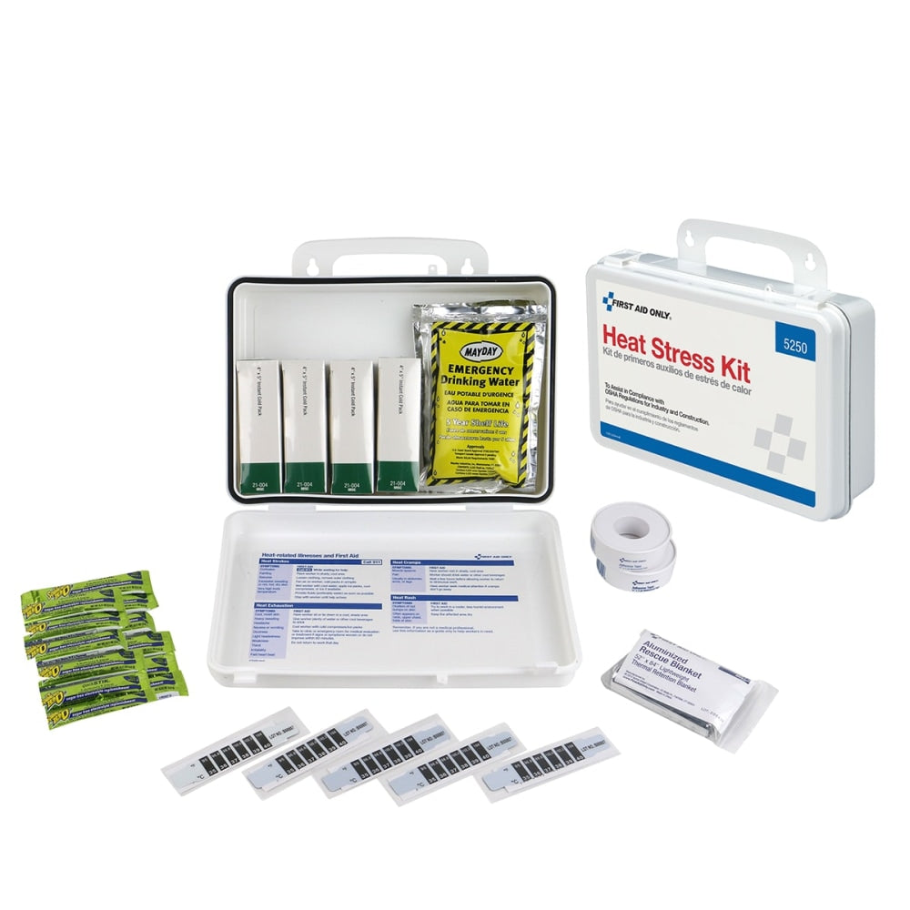 First Aid Only Heat Stress Plastic Kit, 6-1/2inH x 3inW x 9-1/2inD, White