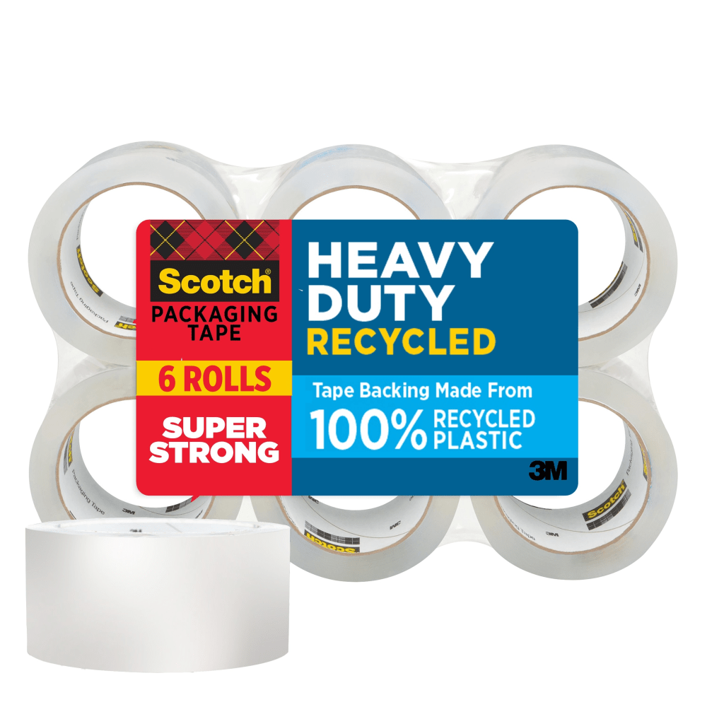Scotch Heavy Duty Recycled Packaging Tape, 1.88 in x 54.6 yd, 6 Tape Rolls, Moving Suplies, Packing Tape for Moving Boxes and Packaging Supplies