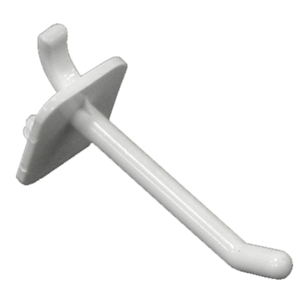 Azar Displays Lexan Locking Pegboard Hooks, 2in, White, Pack Of 50 Hooks