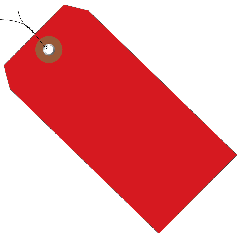 Partners Brand Prewired Plastic Shipping Tags, 4 3/4in x 2 3/8in, Red, Case Of 100