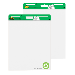 Post-it Super Sticky Easel Pads, 25in x 30in, 30% Recycled, White, 30 Sheets, Pack Of 2 Pads