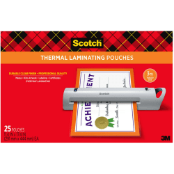 Scotch Thermal Laminating Pouches, 11.4in x 17.4in, 3 mil, 25 Laminating Sheets, Fits Menu Size