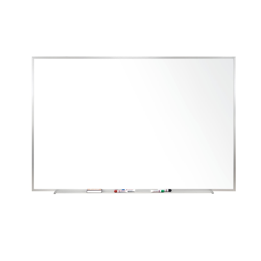 Ghent M1 Porcelain Magnetic Whiteboard, 48-1/2in x 87-15/16in, White, Satin Aluminum Frame, M1474