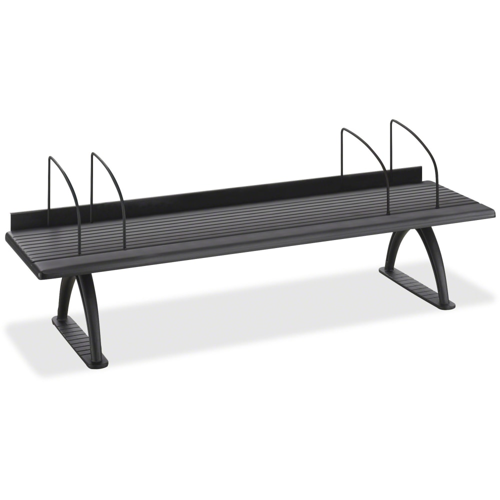 Safco Retainer Lip Desk Riser, 8.3inH x 42inW x 12.3inD, Swivel, Black, Melamine