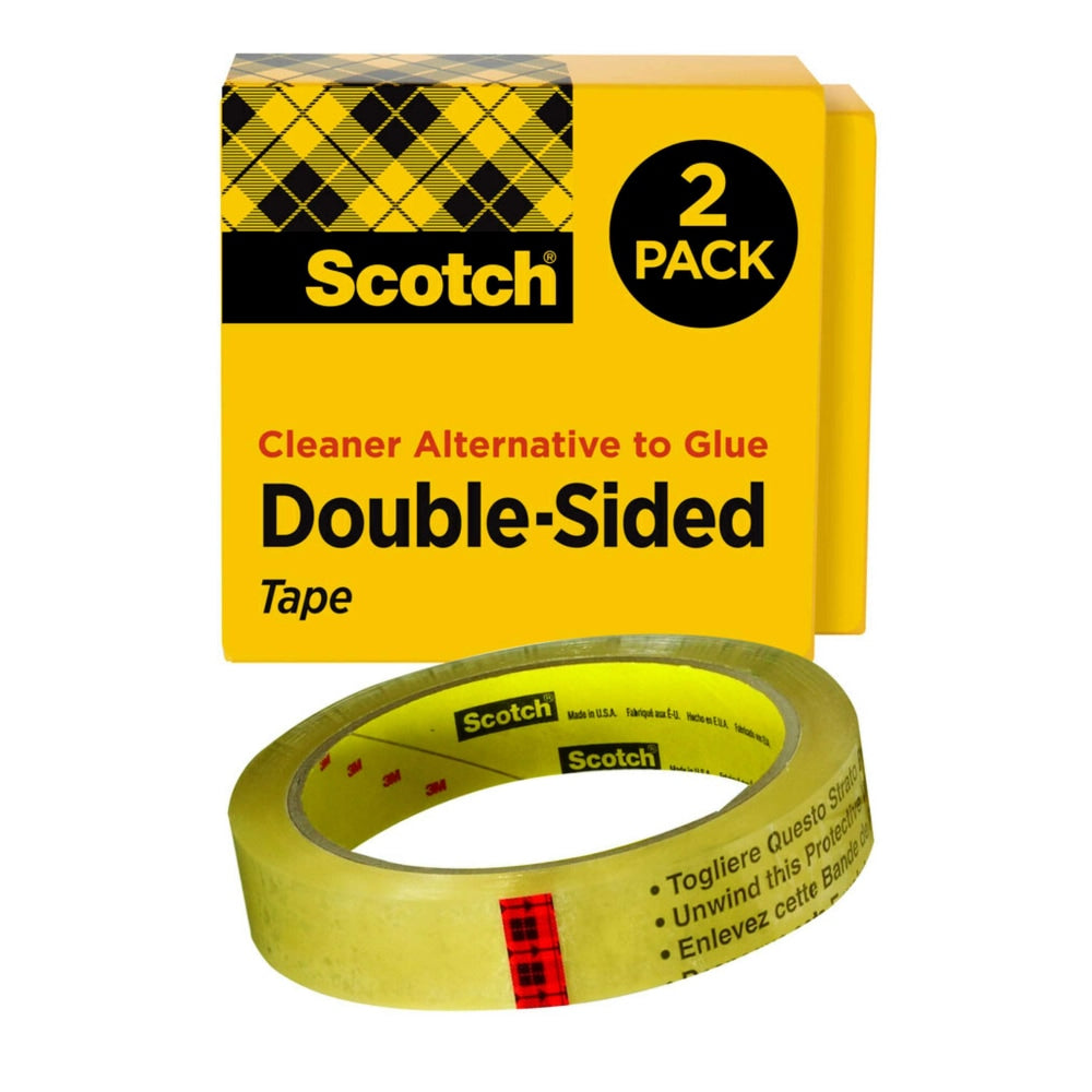 Scotch Double Sided Tape, Permanent, 2 Tape Rolls, 3/4 in x 1296 in, Home Office Supplies and School Supplies for College and Classrooms