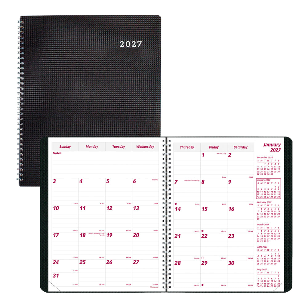 2026-2028 Brownline 14-Month DuraFlex Monthly Planner, 8-7/8in x 7-1/8in, 100% Recycled, Black, December To January, CB1200V.BLK