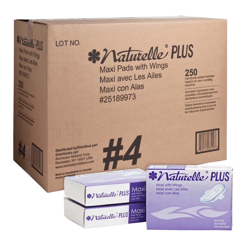 Maxithins Vended Maxi Pads w/ Wings, Regular Absorbency, 250/cs