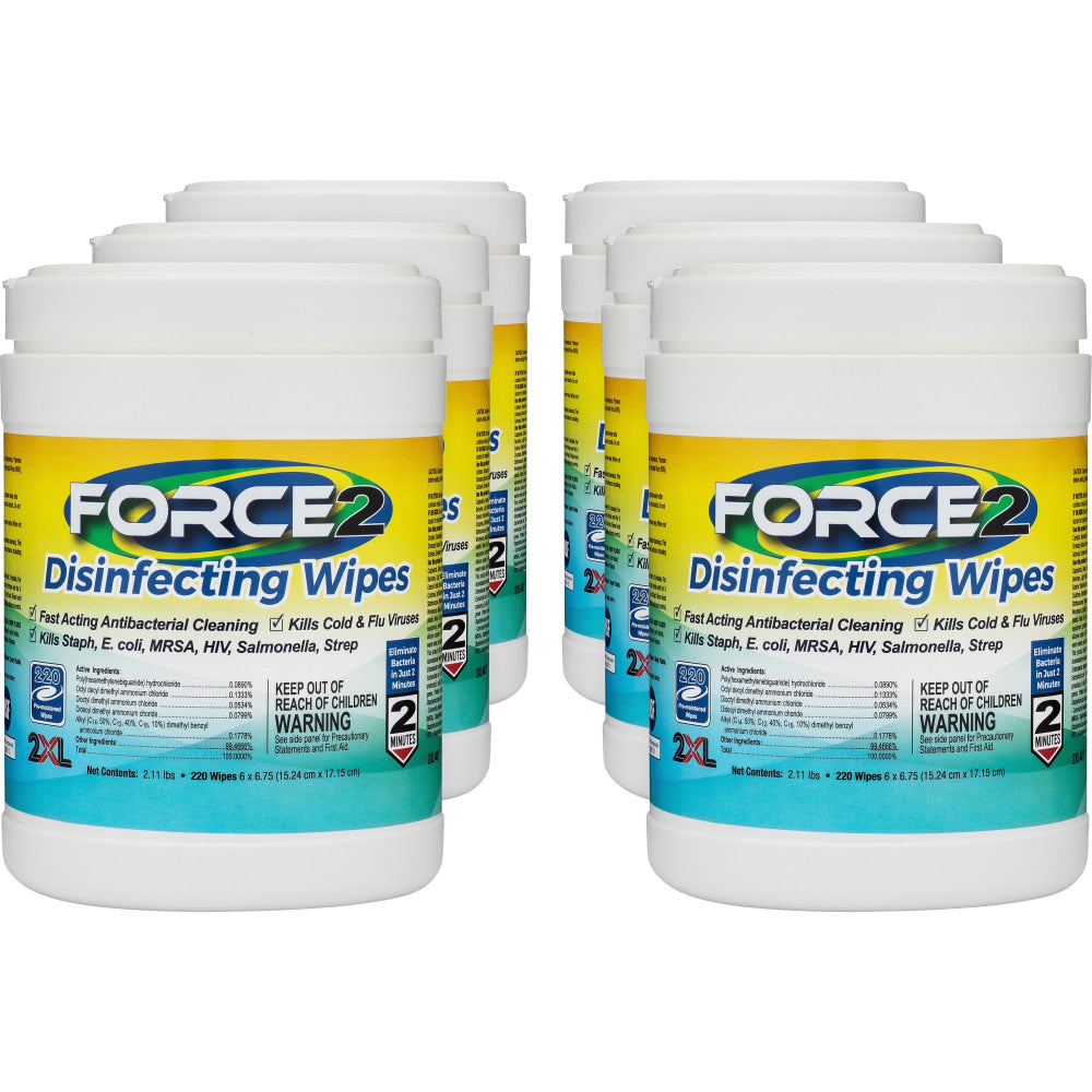 2XL FORCE2 Disinfecting Wipes - 6.75inx6in- 407CT
