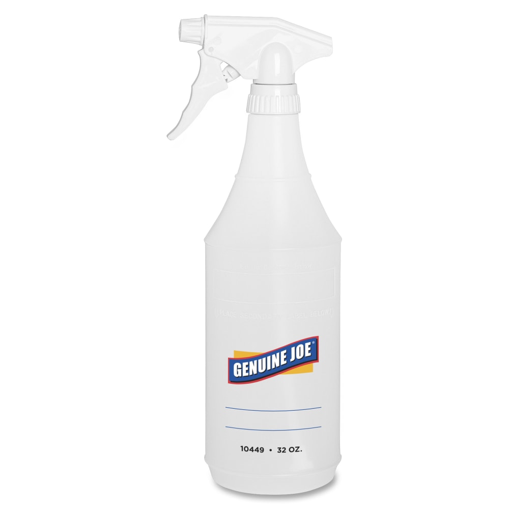 Genuine Joe 32 oz Trigger Spray Bottle - Suitable For Cleaning - Adjustable, Flexible, Graduated - Clear - 2/Pack - 24 / Carton