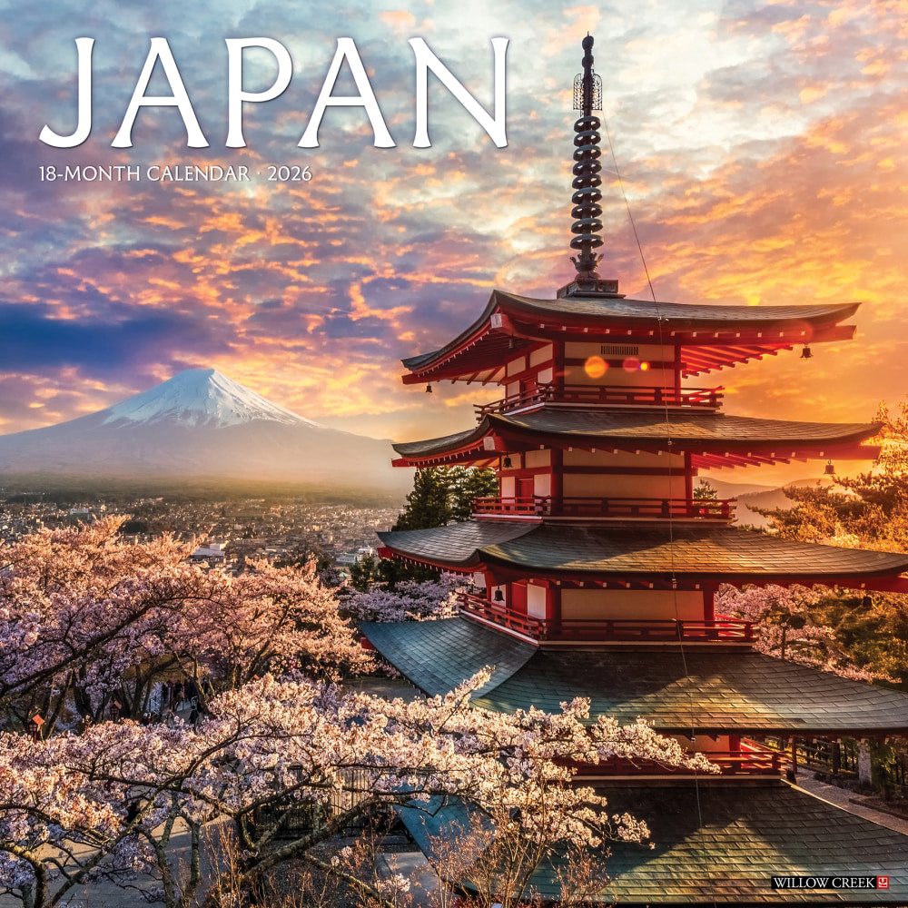 2026 Willow Creek Press Scenic Monthly Wall Calendar, 12in x 12in, Japan, January To December, 55885