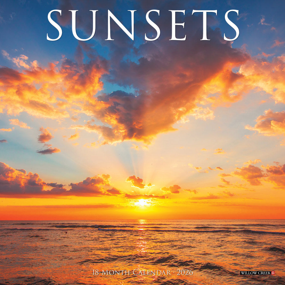 2026 Willow Creek Press Monthly Mini Wall Calendar, 7in x 7in, Sunsets, January To December, 53775