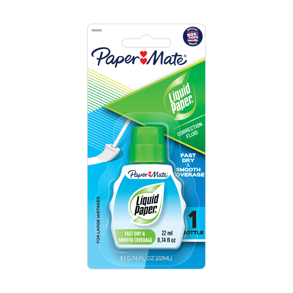 Liquid Paper Smooth Coverage Correction Fluid, Fast Dry, 22 mL Bottle