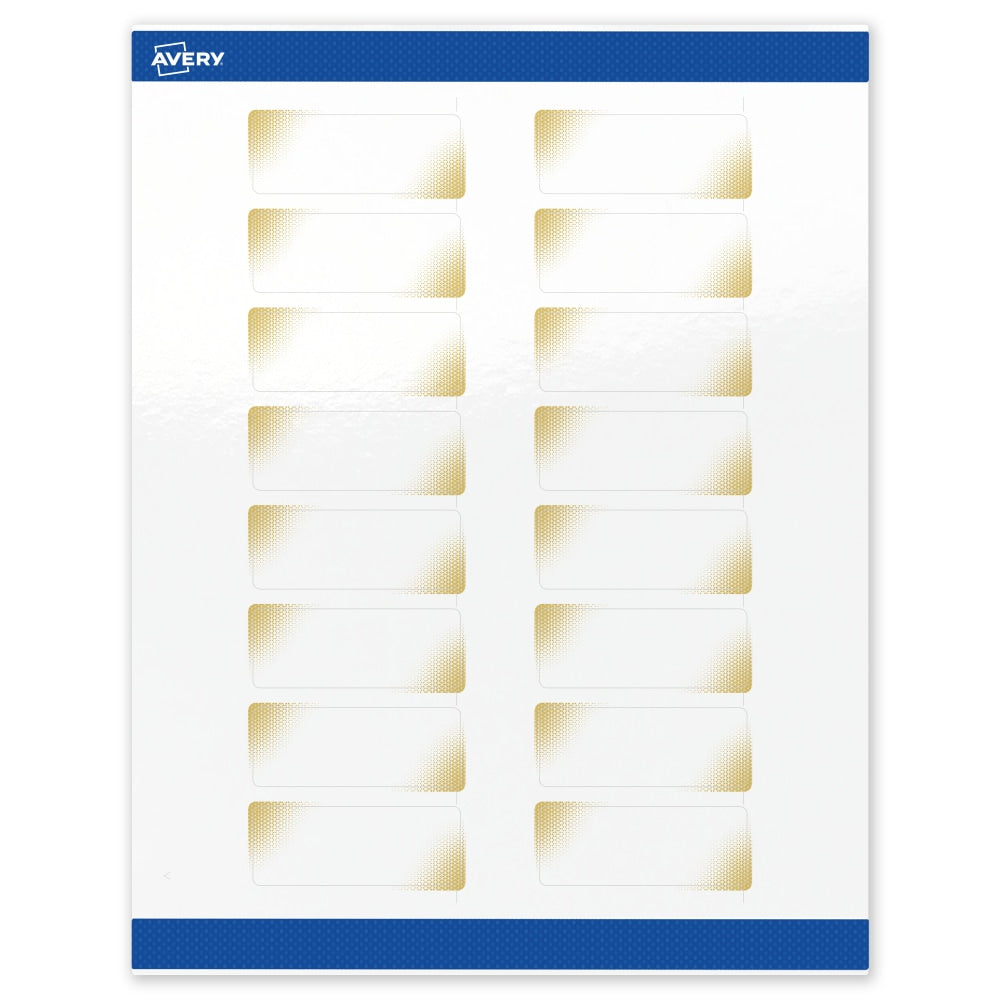 Avery Printable Labels With Sure Feed Technology, S00-EWB, Rectangle, 1in x 2-5/8in, Glossy White With Preprinted Gold-Blush Pattern, Pack Of 160