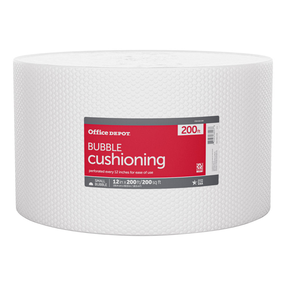 Office Depot Brand Small Bubble Cushioning, 3/16in Thick, Clear, 12in x 200ft