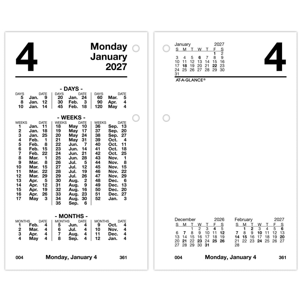 AT-A-GLANCE 2027 Financial Daily Desk Calendar Refill, Standard, 3 1/2in x 6in