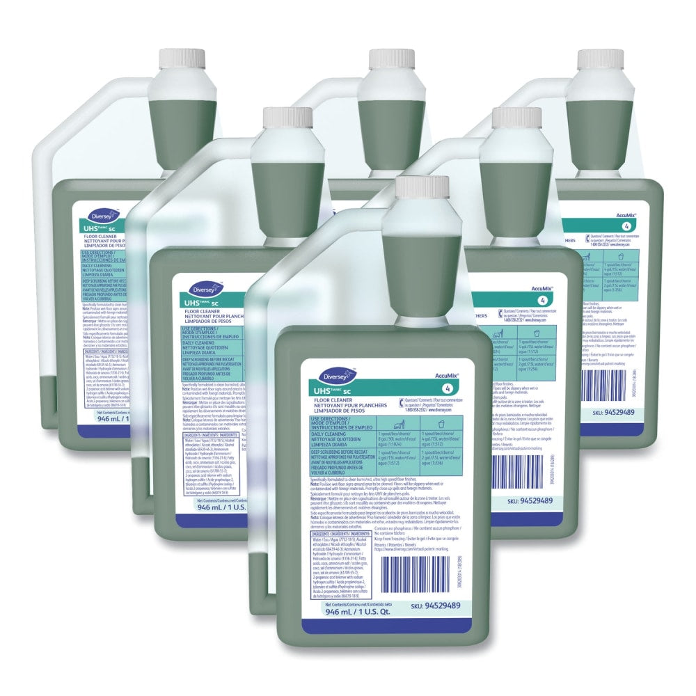Diversey UHS Floor Cleaner, Liquid, 1 qt, Bottle 6/Carton