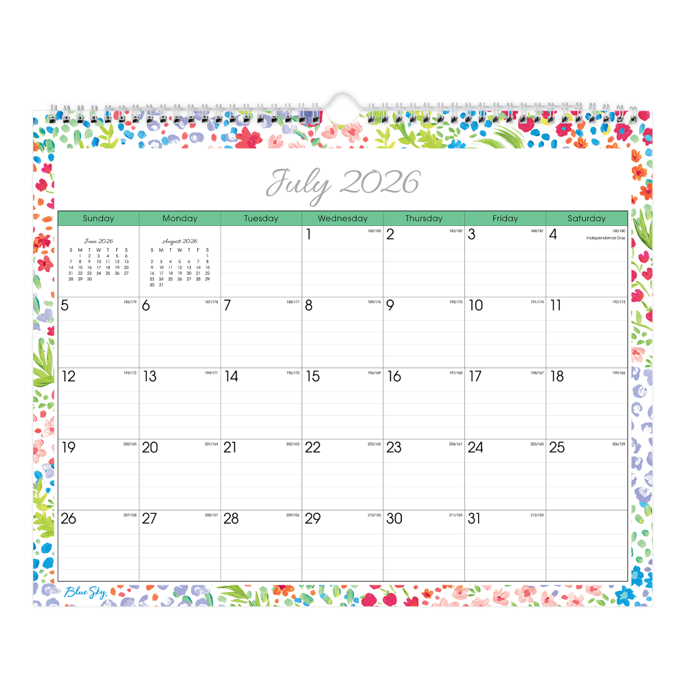 Wall Calendar BS Ditsy Dapple Light - 15x12 AY26-27 Monthly Safety Wirebound -