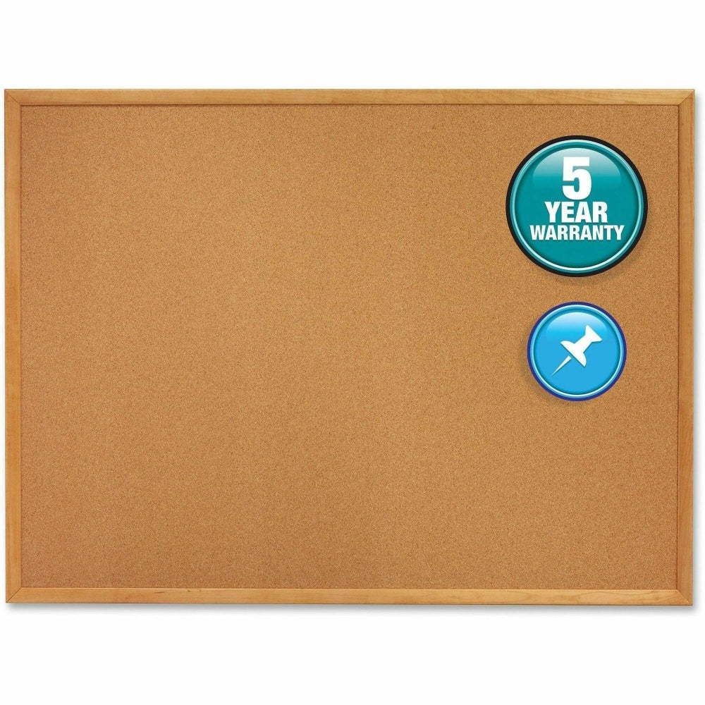 Quartet Natural Cork Bulletin Board, 48in x 72in, Wood Frame With Oak Finish