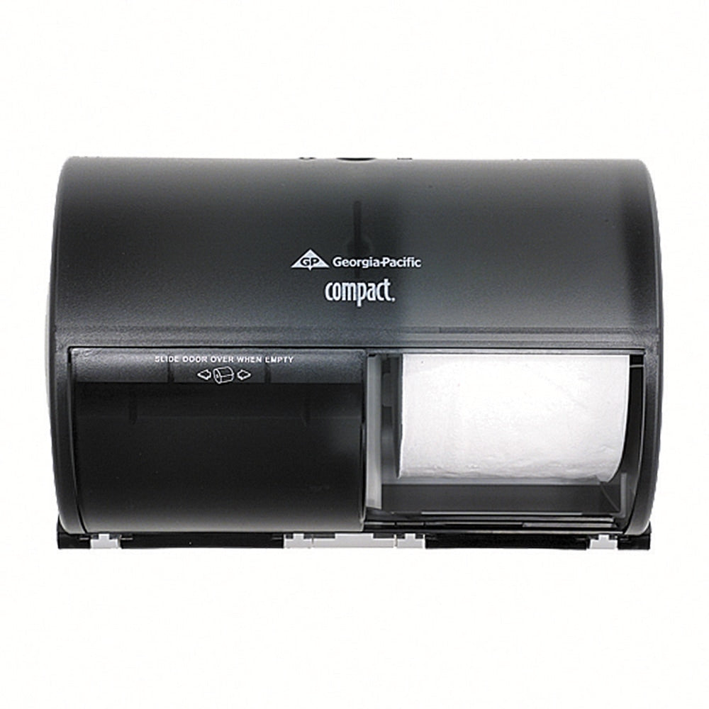Compact by GP PRO, 2-Roll Side-by-Side Coreless High-Capacity Toilet Paper Dispenser, 56784A, 10.12in x 6.75in x 7.12in, Black, 1 Dispenser