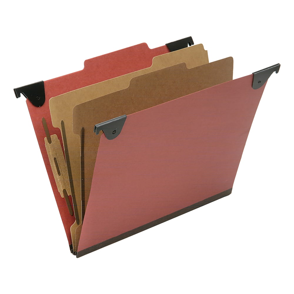 SKILCRAFT 2/5 Tab Cut Letter  Hanging Folder, 1in Folder Capacity, 8 1/2inx11in, Top Tab Position, 2 Divider, Pack of 10 - NSN6816534