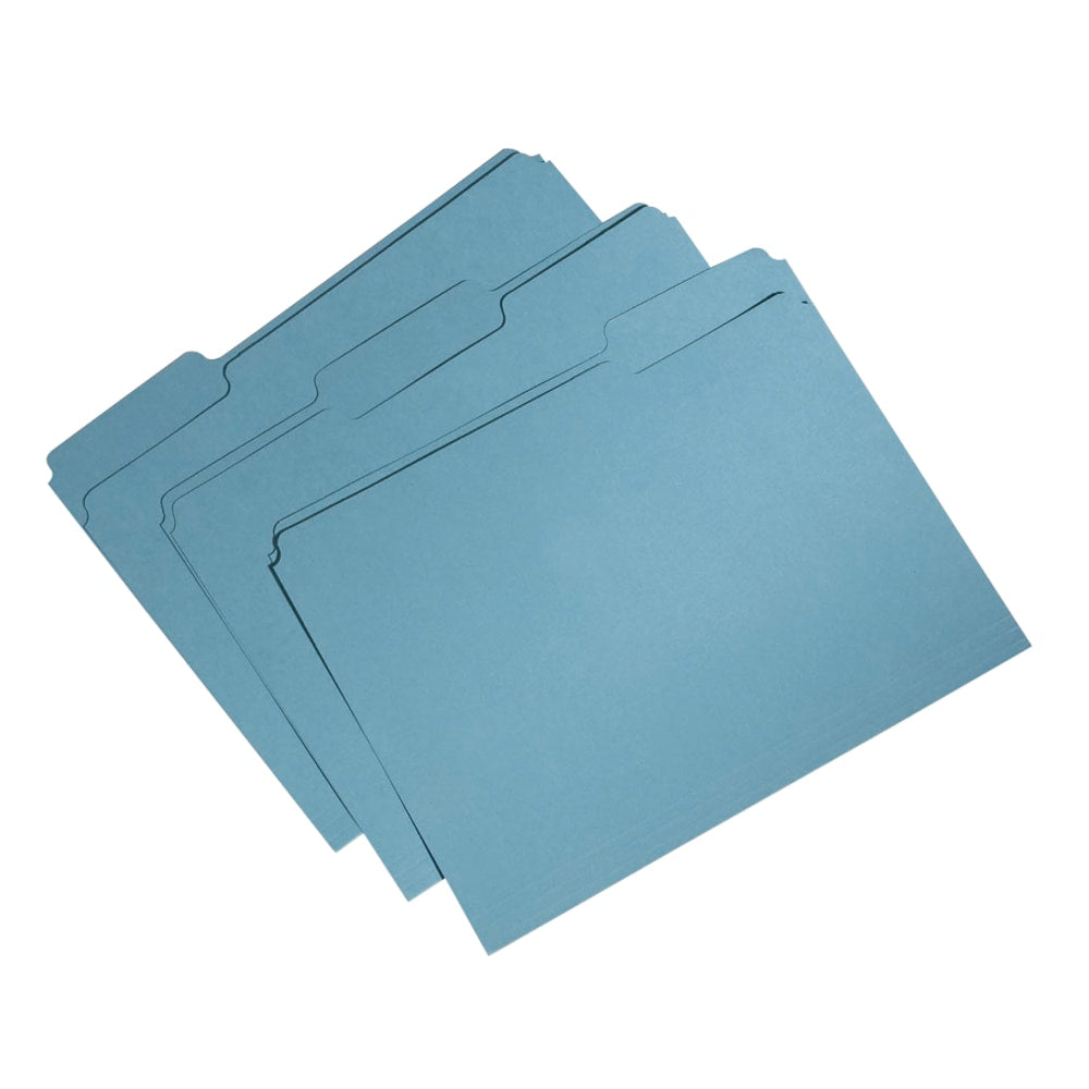 SKILCRAFT Single-Ply Top File Folders, 100% Recycled, Blue, Box Of 100 (AbilityOne 7530-01-566-4131)