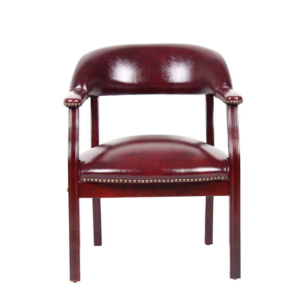 Boss Office Products Traditional Tufted Conference Chair, Oxblood/Mahogany