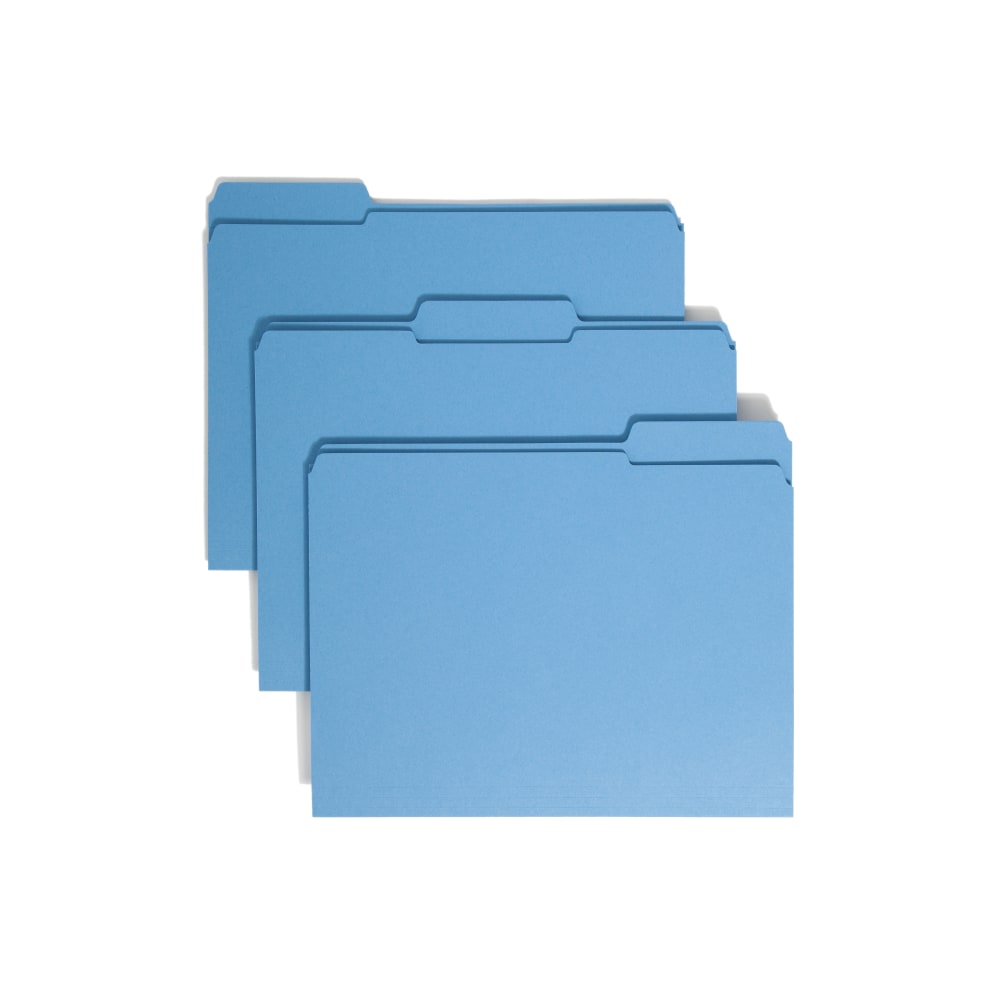 Smead Color File Folders, With Reinforced Tabs, Letter Size, 1/3 Cut, Blue, Box Of 100