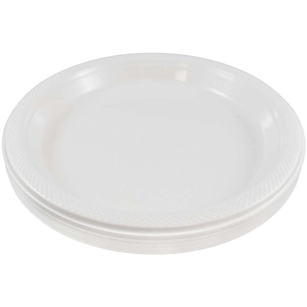 JAM PAPER Round Plastic Party Plates, Medium, 9 inch, White, 20/Pack