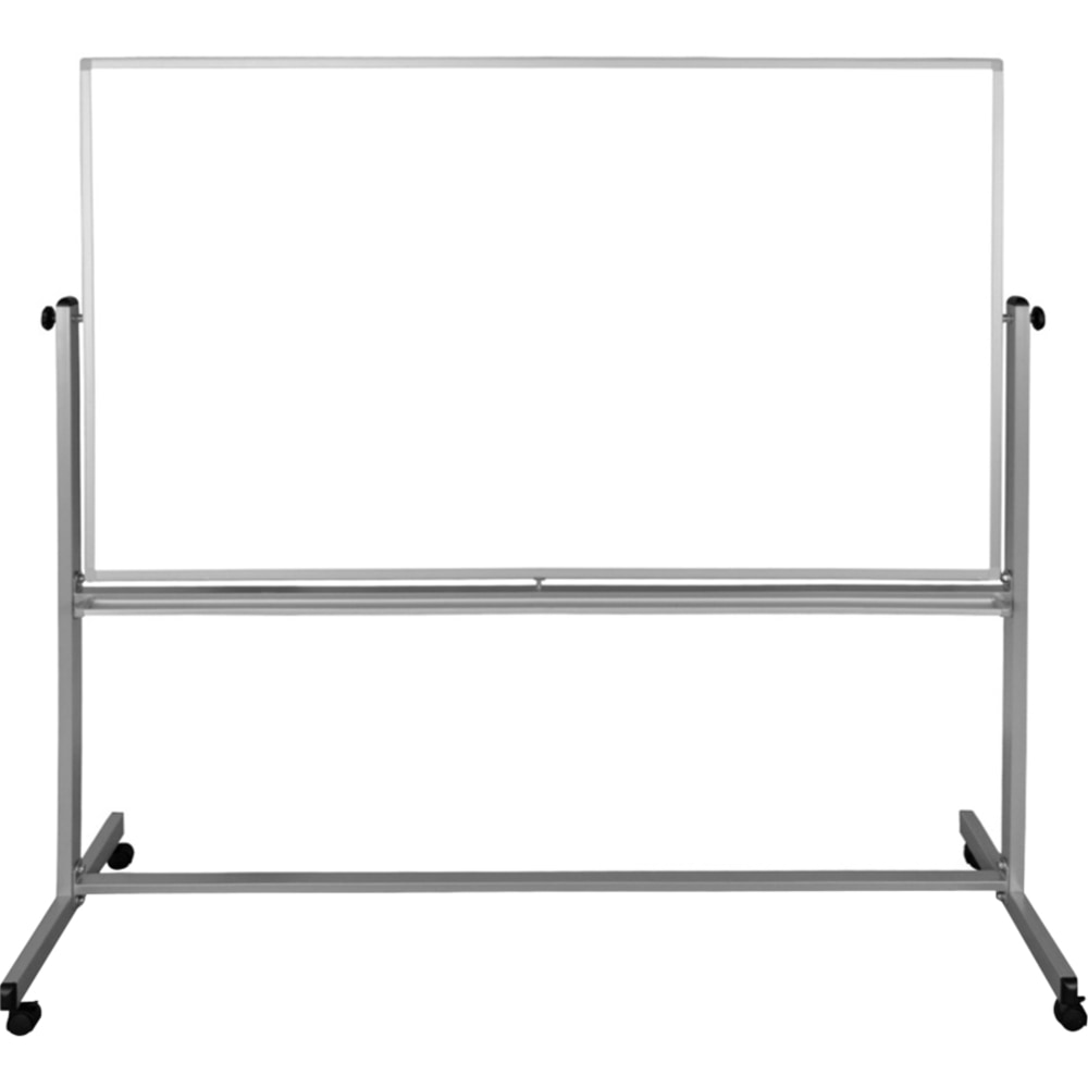 Luxor Double-Sided Magnetic Mobile Dry-Erase Whiteboard, 40in x 72in, Aluminum Frame With Silver Finish